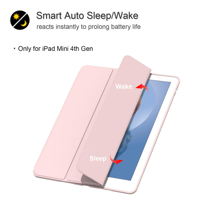 Divufus Case for iPad mini 4 2015 Released Lightweight Slim Auto SleepWake Trifold Stand Smart Cover Soft TPU Case for i