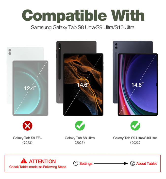 Dexnor Case for Samsung Galaxy Tab S10 Ultra 2024 S9 Ultra2023 S8 Ultra2022 146 Inch Built in Screen Protector Kickstand