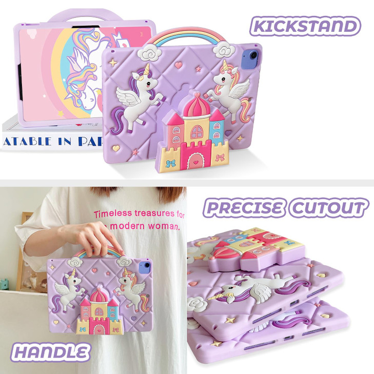 ACEMO for iPad Air 11 inch Case M2 2024 iPad Air 5th Genereation Case with Kickstand Shoulder Strap Kids Girls Cute Stan