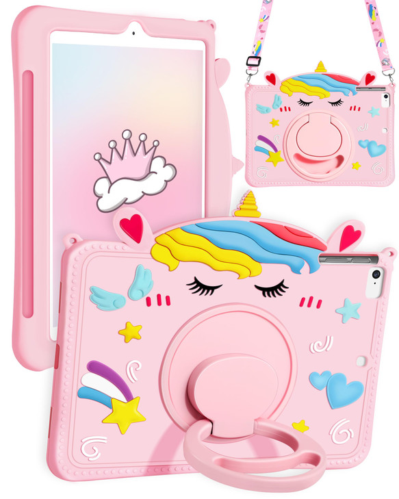 Gurgitat for iPad mini 5th4th Generation Case 79 Inch Mini 45 Gen Case with Pen Holder Cute Cartoon Unicorn Silicone Tab