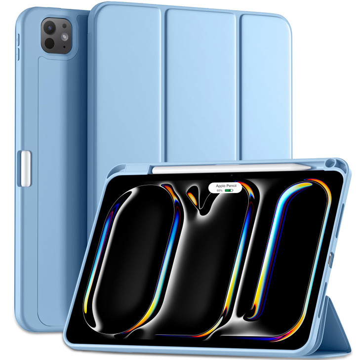 Kidopire New Compatible with iPad Pro 11 Inch Case M4 2024M5 2025 with Pencil Holder Smart Cover with Protective Trifold