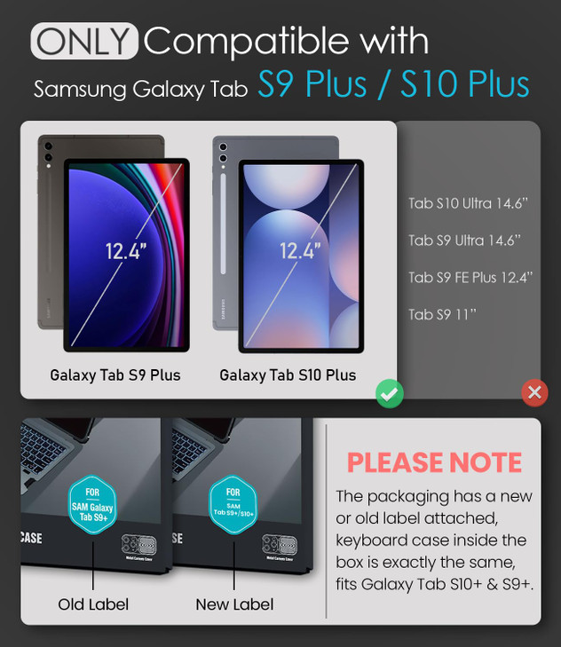 Nillkin for Samsung Galaxy Tab S9 Plus Detachable Keyboard Case with 7 Backlit Kickstand Trackpad S Pen Holder for Samsu