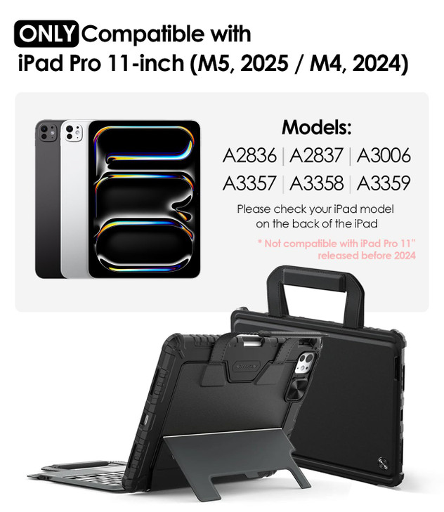 Nillkin Carry Go Keyboard Case for iPad Pro 11 inch M5 2025M42024 with Handle Rugged Case with Detachable Keyboard for i