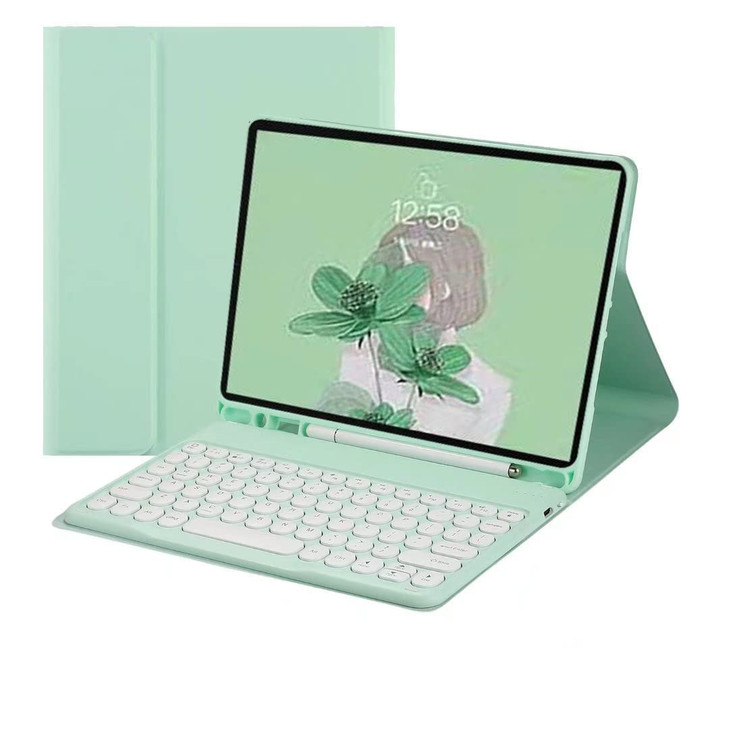 QIYIBOCASE Keyboard Case for Galaxy Tab S10 PlusS9 FE PlusS9 PlusS8 PlusS7 PlusS7 FE Cute Round Keys Slim Folio Cover wi