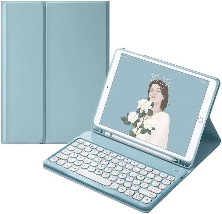 QIYIBOCASE for iPad Mini7 A17 ProMini 6 Keyboard Case Cute Round Keys Detachable Wireless Keyboard with Slim Cover and P