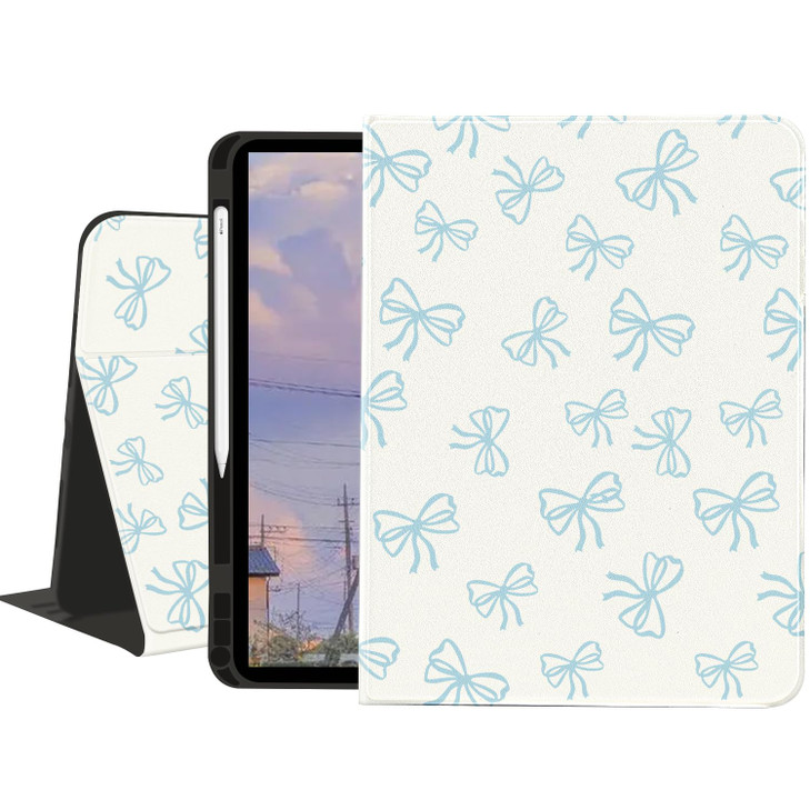 JOYLAND Lovely Blue Bow Case for iPad Air 13 M3 2025 M2 2024iPad Pro 129 20222021Textured Folio Case with Pencil Holder