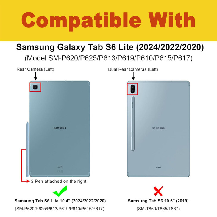 E NETCASE Slim Case for Samsung Galaxy Tab S6 Lite 104 Inch 202420222020 with S Pen Holder Shockproof Cover with Clear T