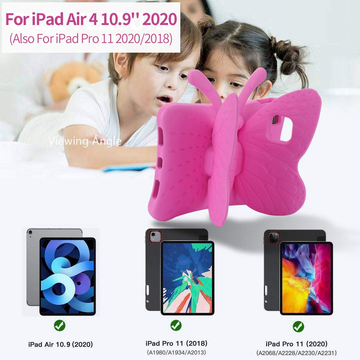 Simicoo iPad Pro 11 Case for Kids 3D Cute Butterfly EVA Light Cover with Stand Pencil Holder Shockproof Rugged Kid Proof