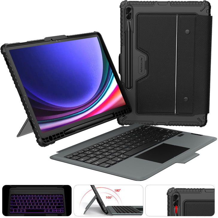 Nillkin for Samsung Galaxy Tab S10 PlusS9 Plus 124 Case with Keyboard Detachable Backlit Keyboard Case with MultiTouch T