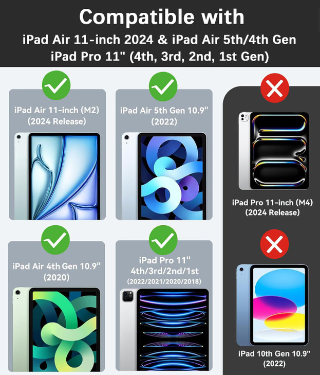Case for iPad Air 11inch M2 2024 iPad Pro 11 4th3rd2nd1st Gen iPad Air 5th4th Gen 109 20222020 Slim PU Leather Folio Sma