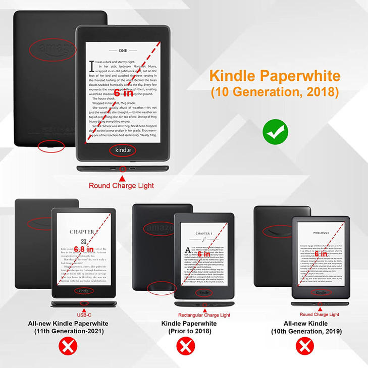 UUcovers 6 Slim Shell Case for AllNew Kindle Paperwhite 10th Generation 2018 Release PU Leather Card Cash Slots Cover wi