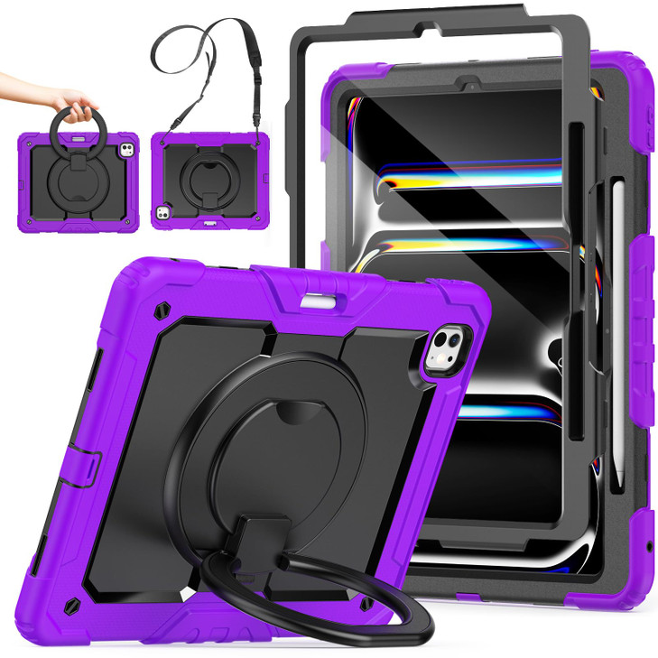 SCSVPN Case for iPad Pro 13 inch M5 2025 M4 2024 with Screen Protector Pencil Holder 360 Rotating StandHandle Shoulder S