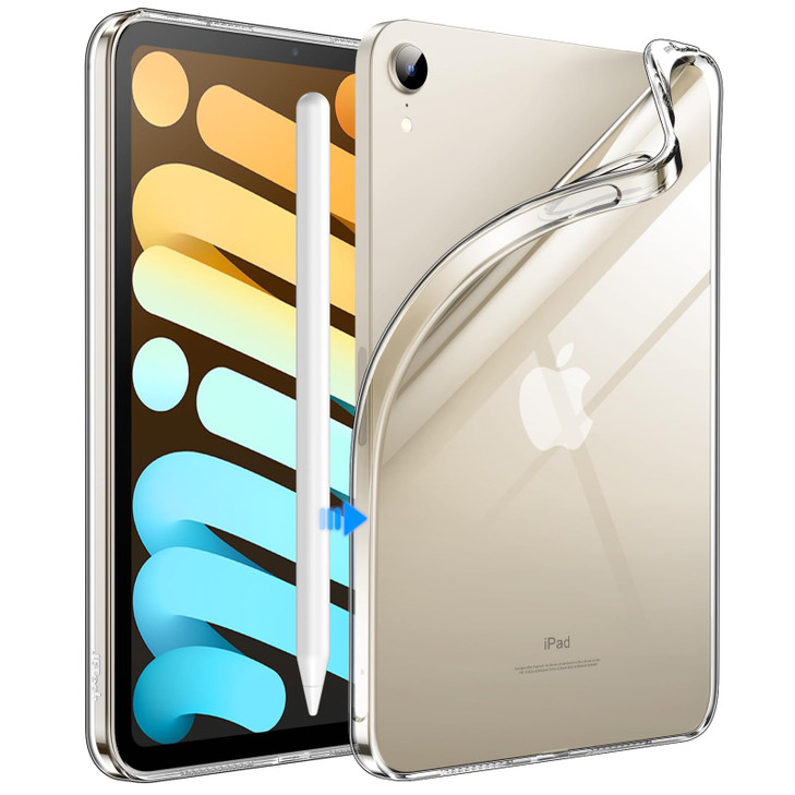 JETech Case for iPad mini A17 Pro 2024 Model 7th Generation mini 6 2021 Model 6th Generation Soft TPU Transparent Slim S
