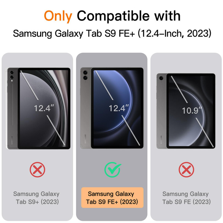 JETech Case for Samsung Galaxy Tab S9 FE S9 FE Plus 124Inch Slim Translucent Back TriFold Stand Protective Tablet Cover