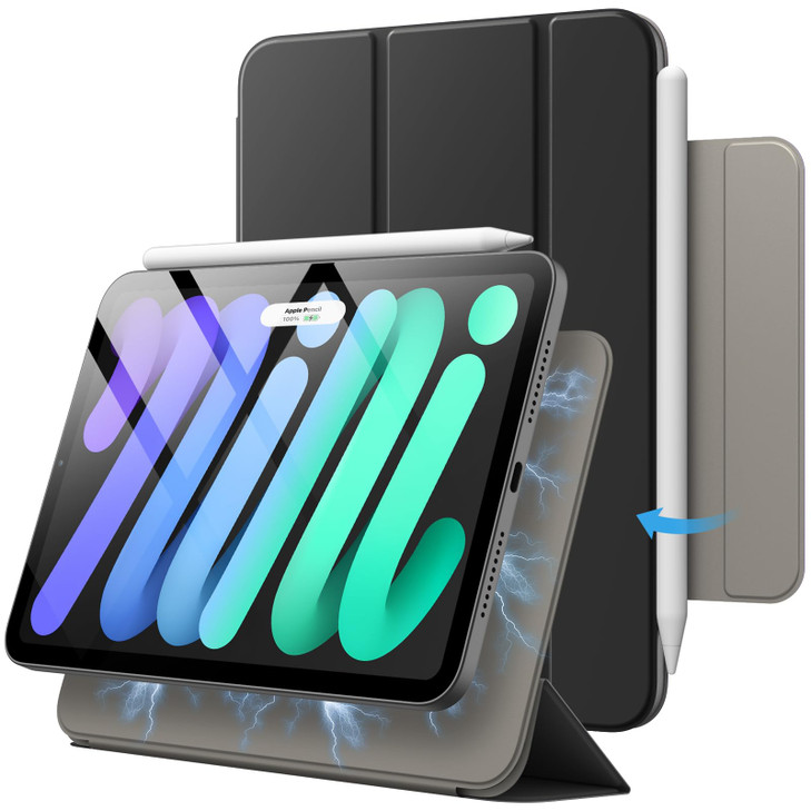 JETech Magnetic Case for iPad mini A17 Pro 2024 Model 7th Generation mini 6 2021 Model 6th Generation Magnetic Attachmen