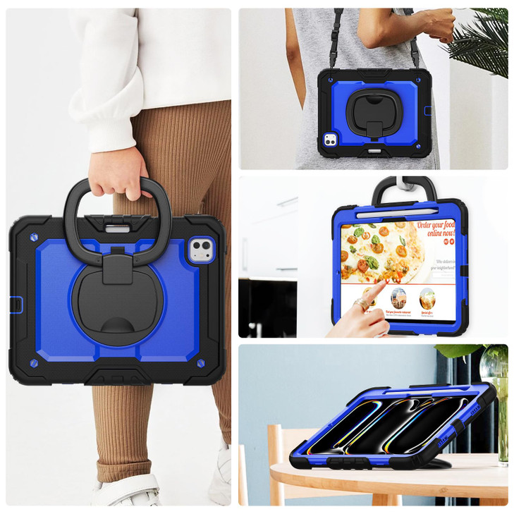 ZSLVPN for iPad Pro 11 inch Case M4 2024 M5 2025 Heavy Duty Shockproof Protective Case with Pencil Holder 360Rotating Ha