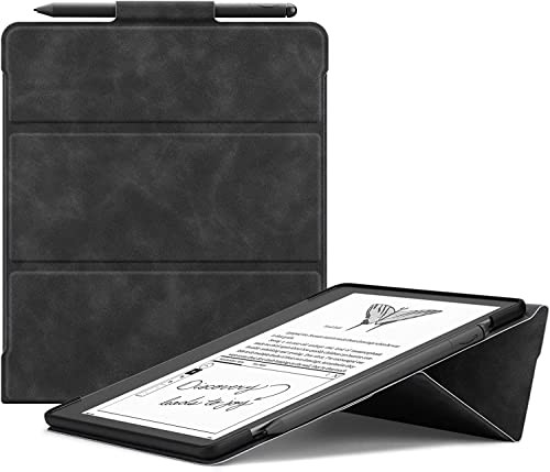 Ayotu Stand Case for Kindle Scribe 102 Inch 20242022 Released Auto SleepWake Premium PU Leather Cover with Pen Holder On