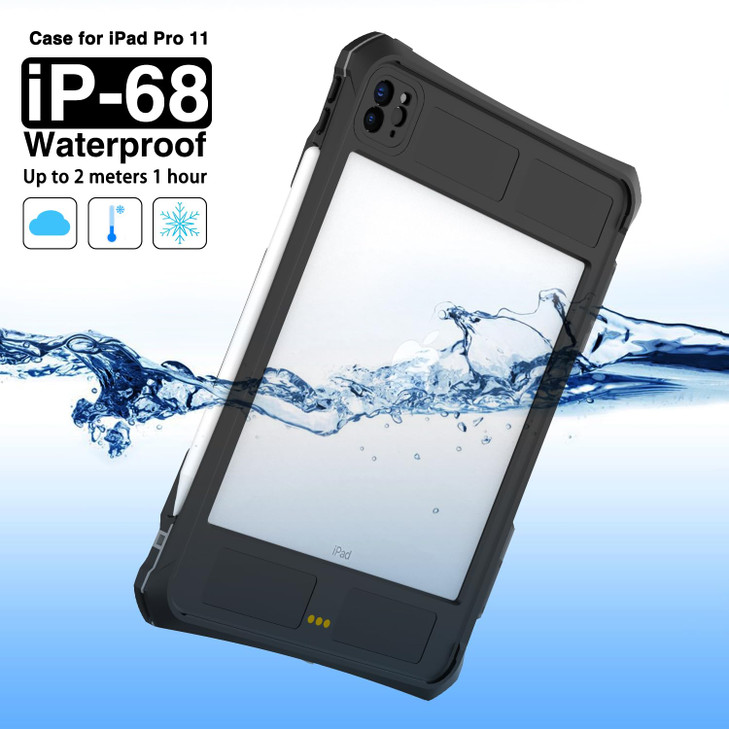 for iPad Pro 11 inch Waterproof Case 20222021202020184th3rd2nd1st360 Protective Military DropProofwith Strap StandClear