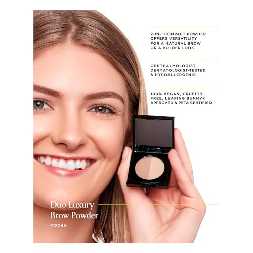 Arches and Halos Duo Luxury Brow Powder - Eyebrow Shaper and Color - Powder Compact with 2 Neutral Shades - Mocha Blonde - 0.1 oz