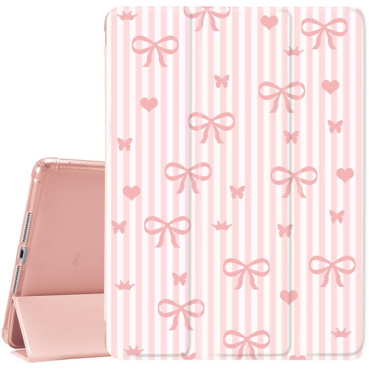 JOYLAND Pink Pad Case for iPad mini 7 A17 Pro 2024Mini 6 202183 Inchwith Pencil HolderAuto WakeSleepBowLove Pattern Anti
