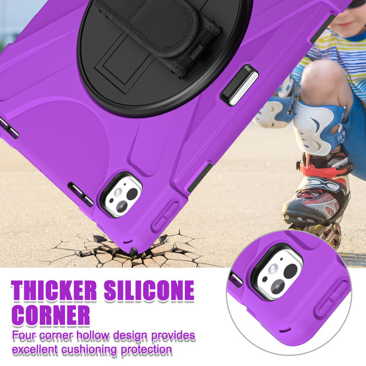 for iPad Pro 13 Case 2024 M4 with Pencil Slot Shockproof Heavy Duty Protective Cover 360 Rotating Hand Strap Kickstand S