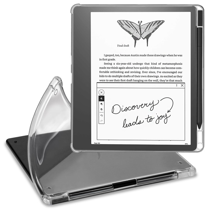 CoBak Clear Case for Kindle Scribe 102 20242022 Released Soft TPU Back Cover with Pen Holder and Pen Tips Holder Lightwe