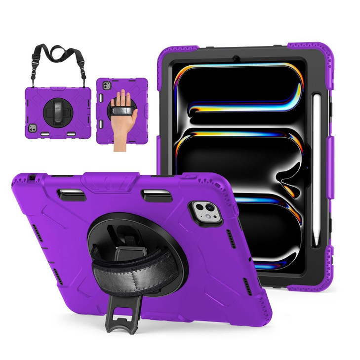 TNP Protective Case for iPad Pro 11 Inch M4 5th Generation 2024 Shockproof Cover Case with Pencil Holder Rotating Handle