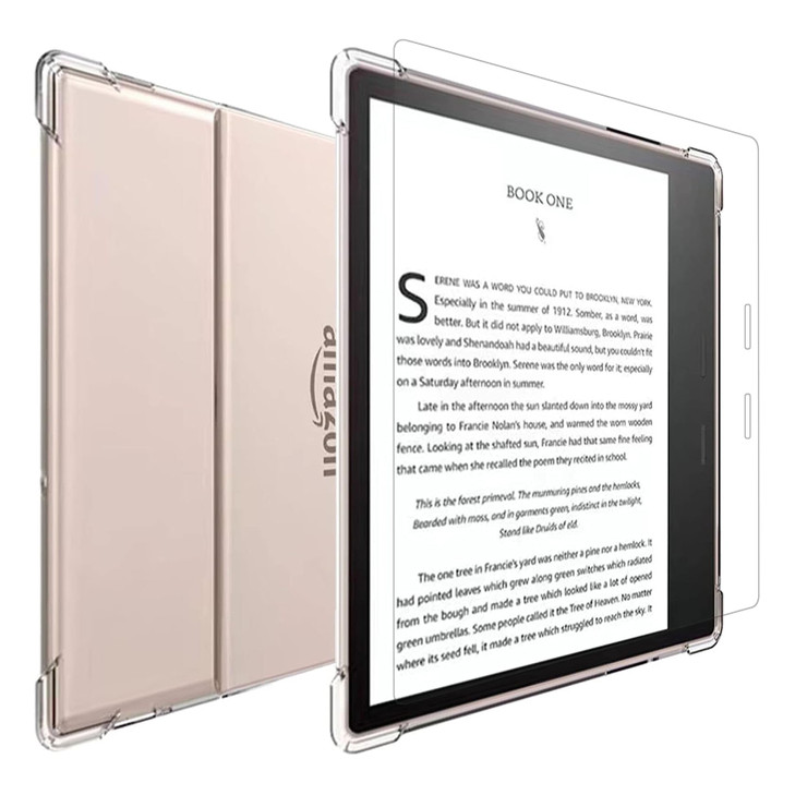 Aircawin Clear Case with Tempered Glass Screen Protector Kindle Oasis 7 20192017 Soft TPU Back Cover