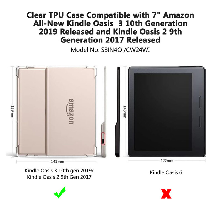 Aircawin Clear Case with Tempered Glass Screen Protector Kindle Oasis 7 20192017 Soft TPU Back Cover