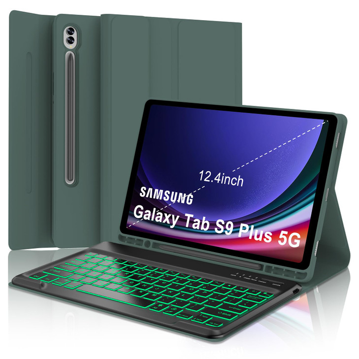 Keyboard Case for Samsung Galaxy Tab S9 Plus 124 in Galaxy Tab S10 Keyboard Case with 7 Colors Backlit Keyboard for Gala