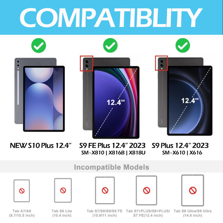 Keyboard Case for Samsung Galaxy Tab S9 Plus 124 in Galaxy Tab S10 Keyboard Case with 7 Colors Backlit Keyboard for Gala