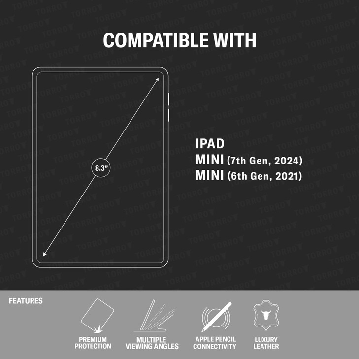 TORRO Case Compatible with iPad mini 76 Genuine Leather iPad mini 7th 6th Generation 20242021 Cover with Stand Function