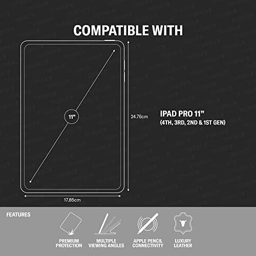 TORRO Case Compatible with iPad Pro 11 4th 3rd 2nd 1st Gen Genuine Leather iPad Pro 11 2022 Case with Stand Function App