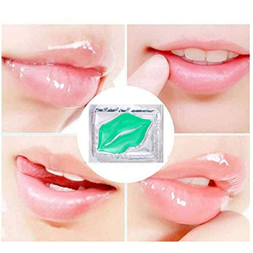 VERONNI Crystal Lip Masks 30 Pieces Green Tea Lip Mask Nourishing Lip Pads Firms Hydrates Lips Mask Sheet