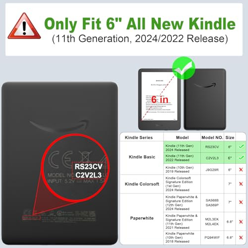 Fintie Stand Case for 6 AllNew Kindle 11th Generation20242022 Release PU Leather Cover with Auto SleepWake Card Slot Han