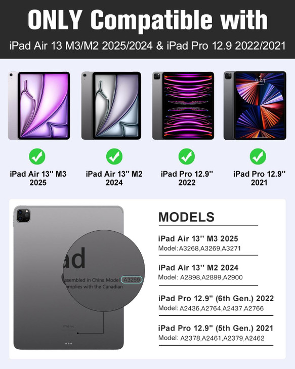 MoKo Case for iPad Air 13 Inch M3 2025 M2 2024 iPad Pro 129 20222021 with Pencil Holder Premium Leather Folio Stand Cove