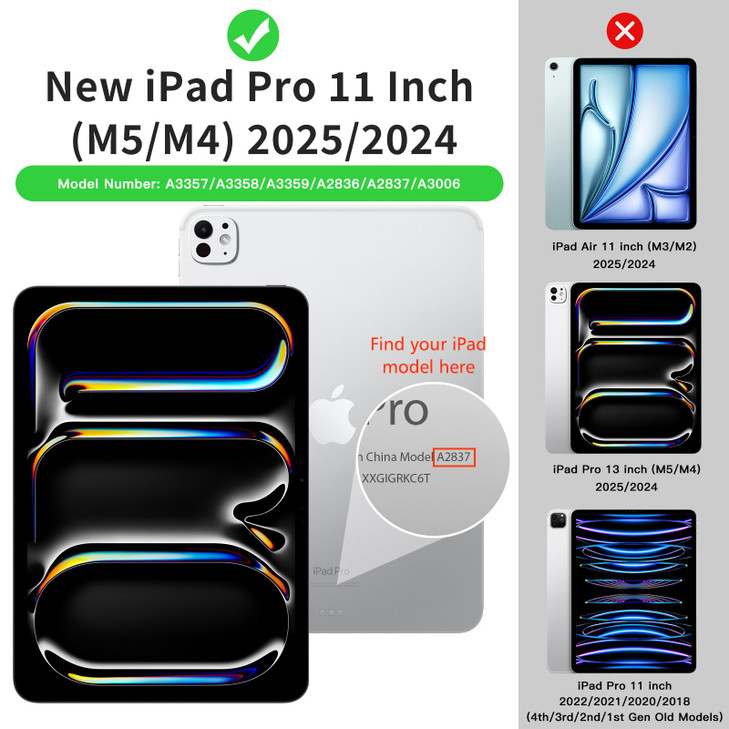 MoKo for iPad Pro 11 Inch Case M5M4 20252024 with Pencil Holder Builtin Screen Protector iPad Pro 11 M5M4 Case with Clea