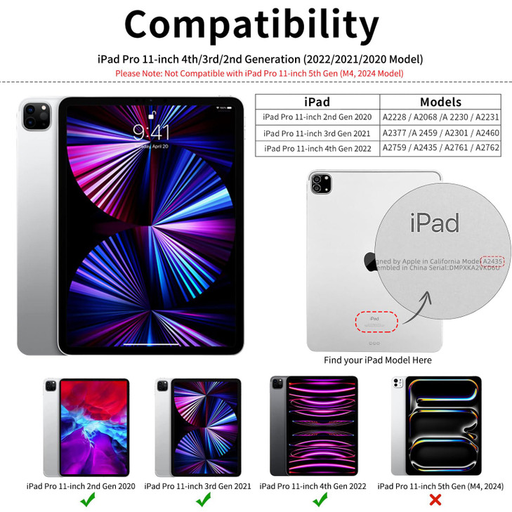 kenke Case for iPad Pro 11 Inch 4th3rd2nd Generation 202220212020 with Pencil Holder Slim Trifold Smart Cover with Soft