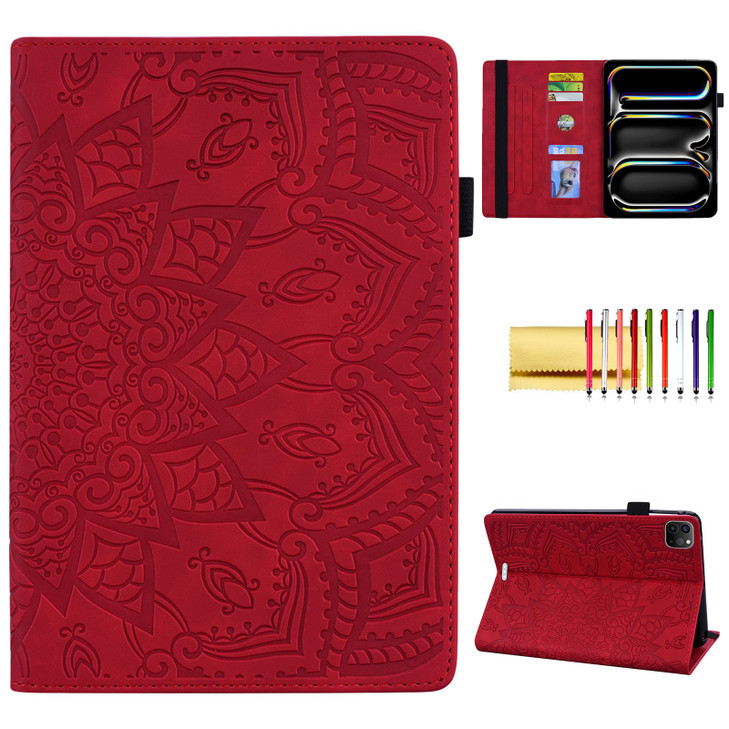 Folio Case for iPad Pro 13inch M4 M5 20242025 Techcircle AntiSlip Stand Mandala Embossed PU Leather Soft TPU Back Protec