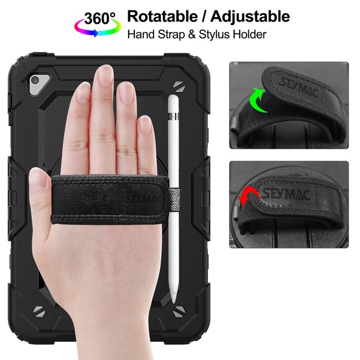 SEYMAC stock Case for iPad mini 54 with Screen Protector Pencil Holder 360 Rotating Hand Strap Stand DropProof Case for
