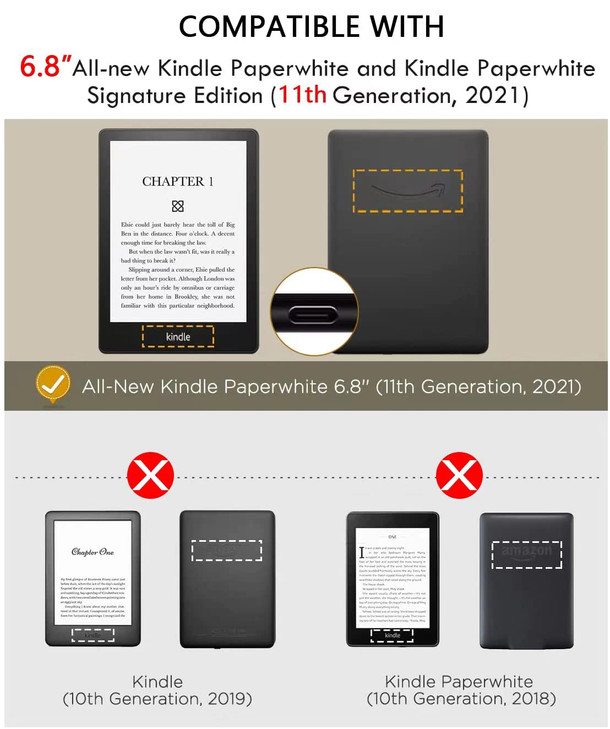 SCSVPN Case for 68 Kindle Paperwhite 11th Generation Signature Edition 2021 Release Slim PU Leather Smart Cover with Han