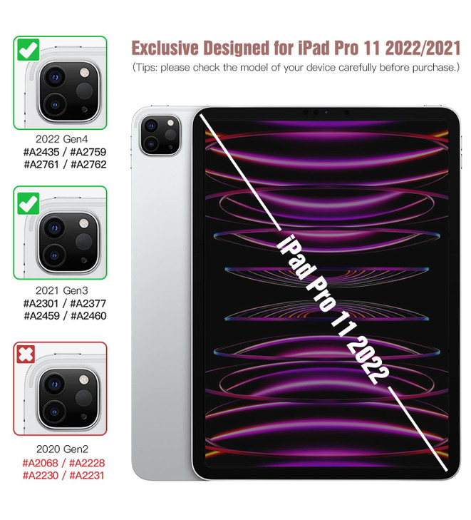 TiMOVO Case for New iPad Pro 11 inch 20222021 4th3rd Generation Support Apple Pencil 2 Charging Ultra Slim Clear Shock A