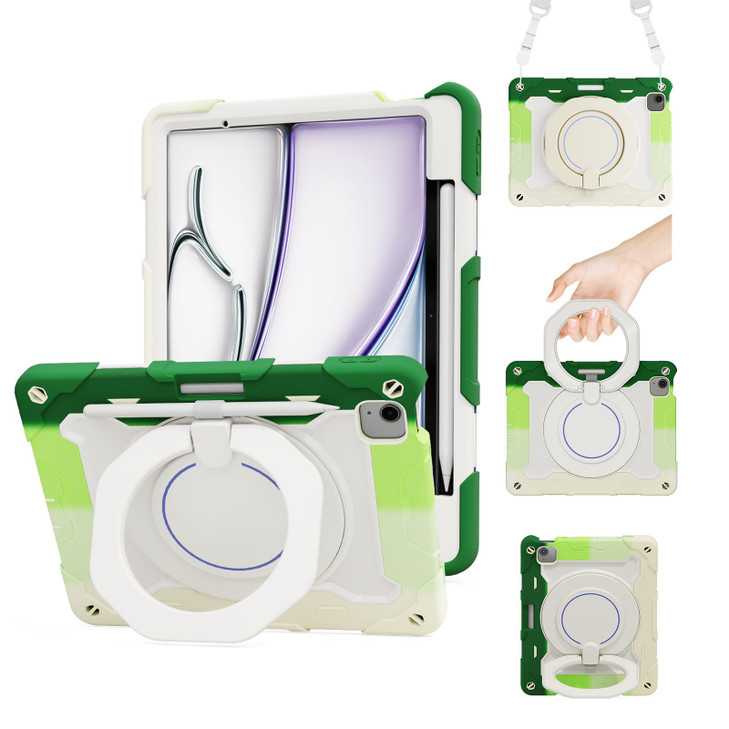 for iPad Air 11 Inch Case M2 M3 with Pencil Holder 360 Rotating KickstandGrip HandleShoulder Strap for Kids Girls Heavy