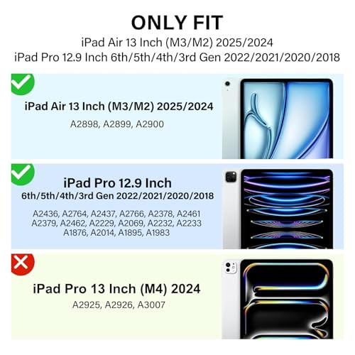 ZOVEEK Case for iPad Air 13 Inch M3M2 20252024 iPad Pro 129 Inch 6th5th4th3rd Generation 2022202120202018 with Pencil Ho