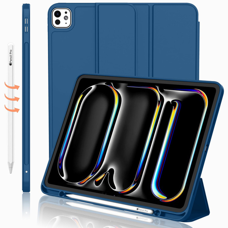 iMieet iPad Pro 13 Inch Case M5M4 20252024 with Pencil Holder Trifold Stand Smart Case with Soft TPU Back Auto WakeSleep