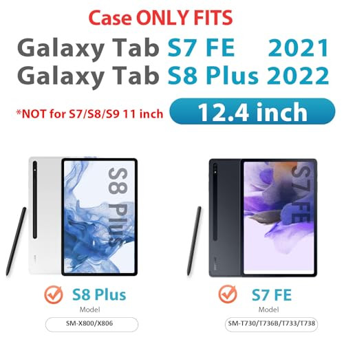HXCASEAC Case for Samsung Galaxy Tab S7 FE 5G 124 inch Protective with Screen ProtectorHand StrapS Pen Holder Heavy Duty