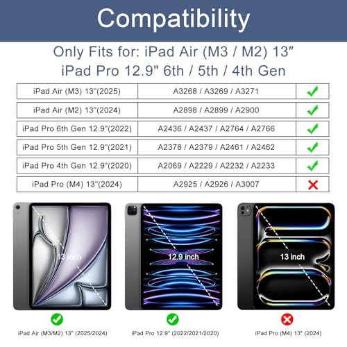 Soke Case for iPad Air 13 Inch M3M220252024 iPad Pro 129 6th5th Generation with Pencil Holder2021 2022 ReleaseApple Penc
