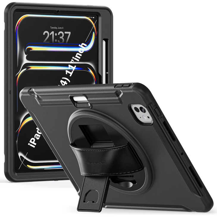 Sahara Raider Series HeavyDuty Case with Hand Strap for iPad Pro 11 M4 2024M5 2025 Scorpion Black TB00398