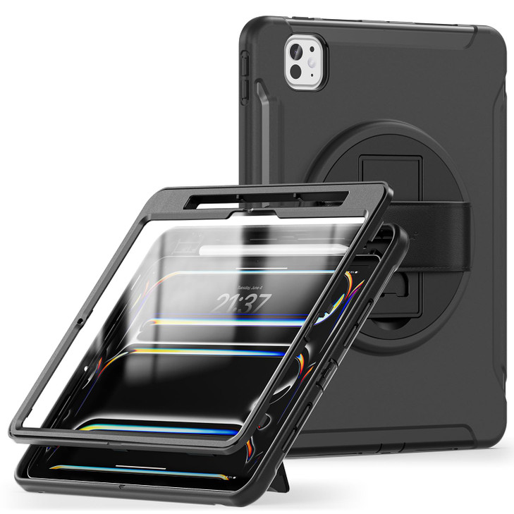 Sahara Raider Series HeavyDuty Case with Hand Strap for iPad Pro 13 M4 2024M5 2025 Scorpion Black TB00384