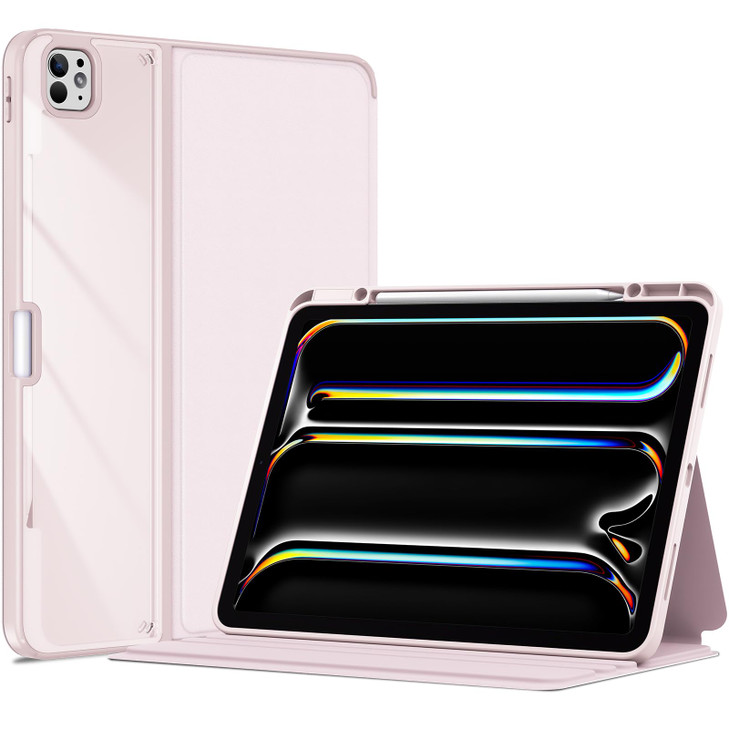 ProCase for iPad Pro 13 Inch 2025M5 2024M4 Case with Pencil Holder Clear Back TriAngle Folio Stand Hard Shell Book Cover